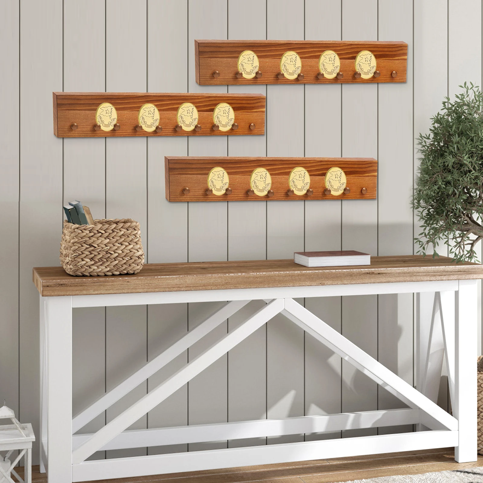 3Pcs Wood Challenge Coin Display Shelf Wall Mounted Military Coin Holder Display Case for Home Living Room Wooden Coin Holders 3