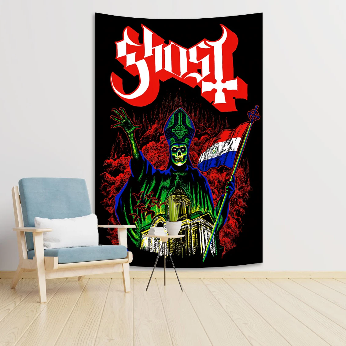 90x150cm Ghost Swedish Metal Band Tapestry Carpet Cool Pentagram Print ...