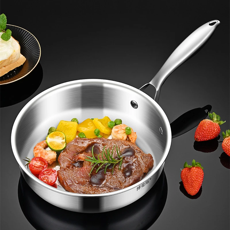 Stainless Steel Frying Pan Thickened 304 Stainless Steel Uncoated