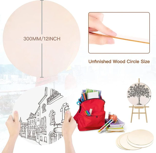 Wood Rounds 12inch Unfinished Wood Circles for Crafts Thick Blank Round  Wood Slices Discs for Wood Burning Painting Door Hanger - AliExpress