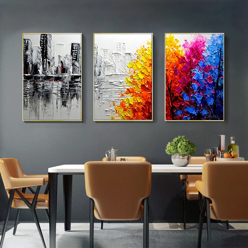 

GATYZTORY 3pcs Painting By Numbers For Adults HandPainted Landscape Oil Painting With Frame Canvas Drawing DIY Gift Home Decor