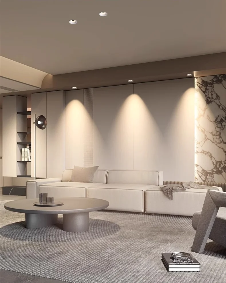 Elegant LED Curved Surface Spotlights - Anti-Glare Downlights for Living & Bedroom Ceiling Lighting