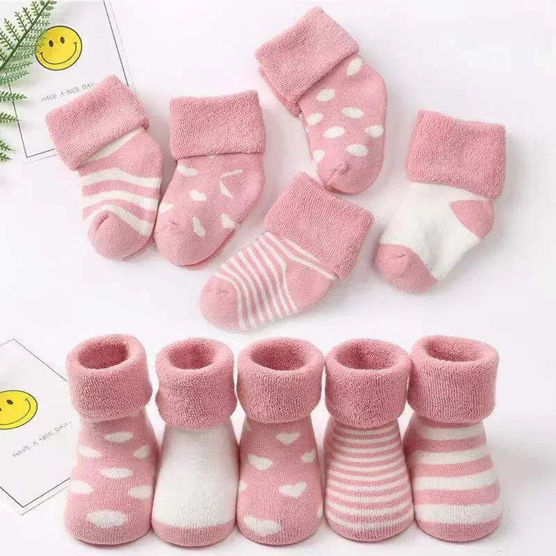 

5 pairs pack lot Wholesale new baby socks thickened Terry combed cotton pure color boys and girls baby napping hot sale