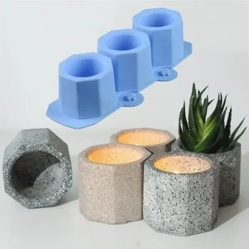 Concrete Planter Cement Succulent Pot Molds Octagon Silicone Flowerpot Mold DIY Geometric Epoxy Resin Craft Bottle Making 2