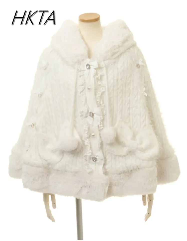 Japanese Liz Sweaters Womens Knitted Cape Cute Girl Sweet 2024