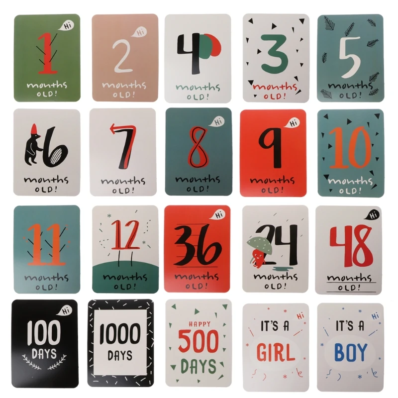 

20 шт. детские карточки с вехой, вехой, моментом, записью, фотокарточки с дизайном унисекс