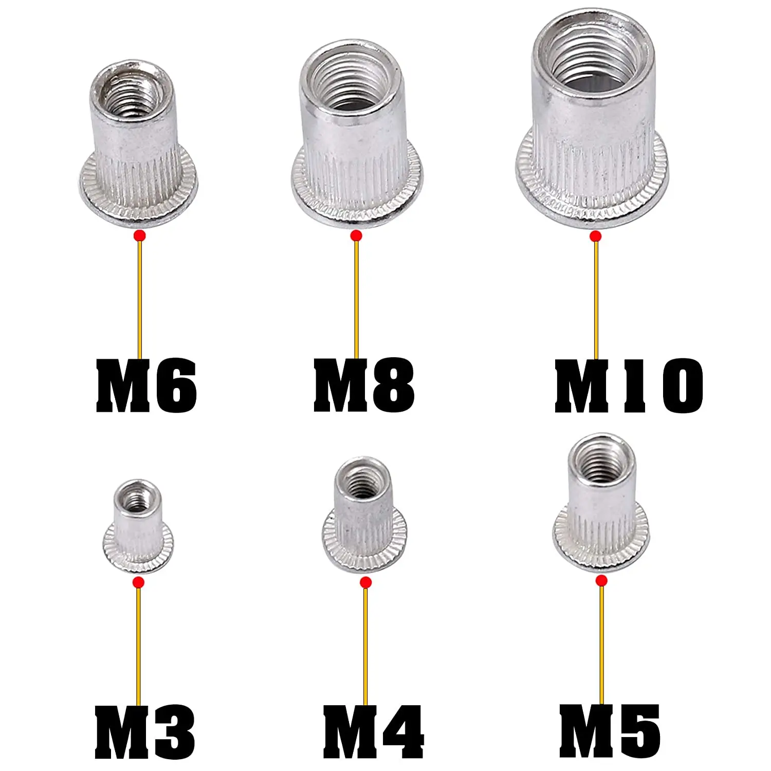 AKKTOL Pince à Insert Fileté I Pince à Rivet Fileté avec 7 Mandrins M3-M12  I 80 écrous à Rivets M3-M4-M5-M6-M8-M10-M12 I Taille Compacte : :  Bricolage