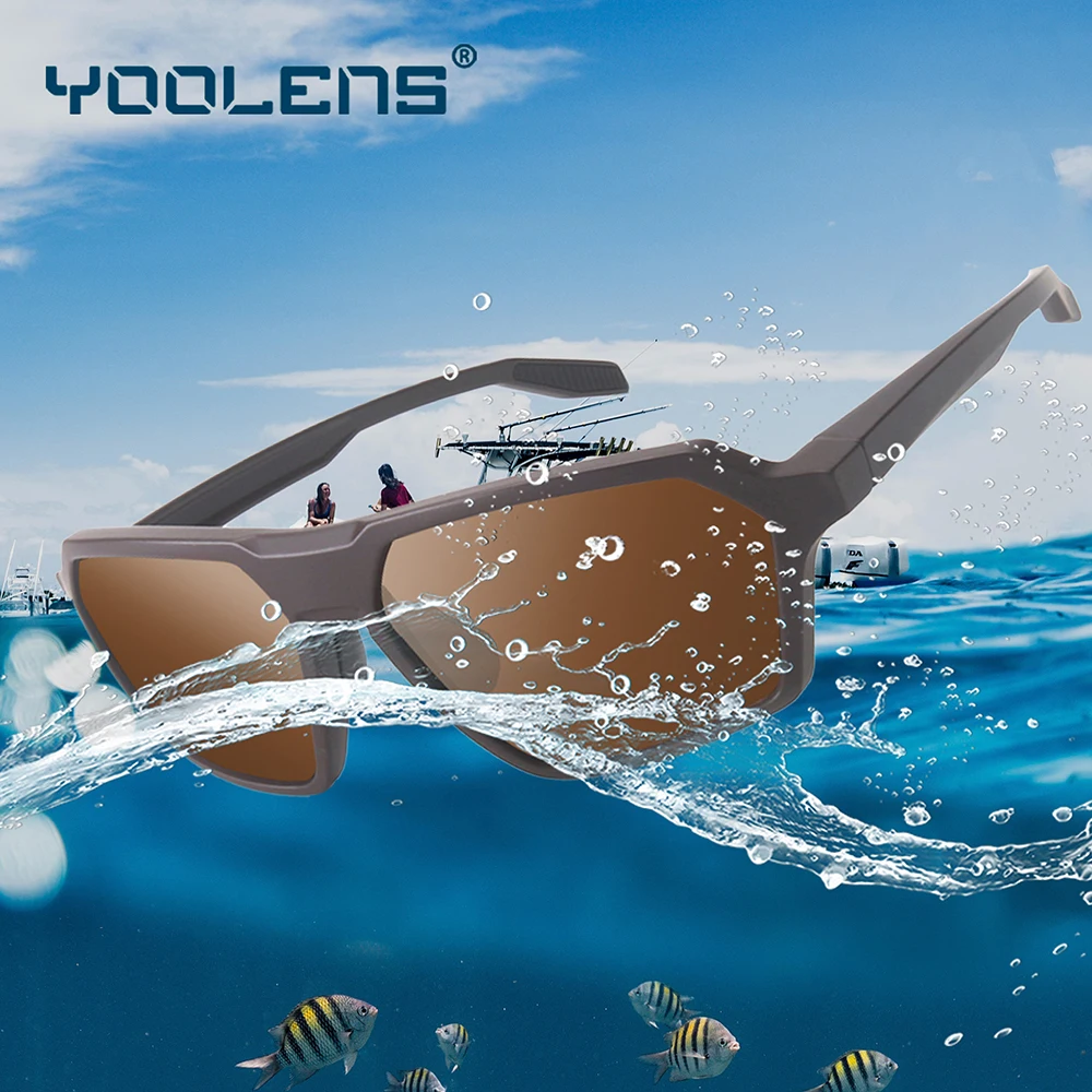 YOOLENS Brand Floating Sunglasses, Square Polarized UV400 Fishing Glasses  For Men Women, Driving Golf Running Glasses Y130