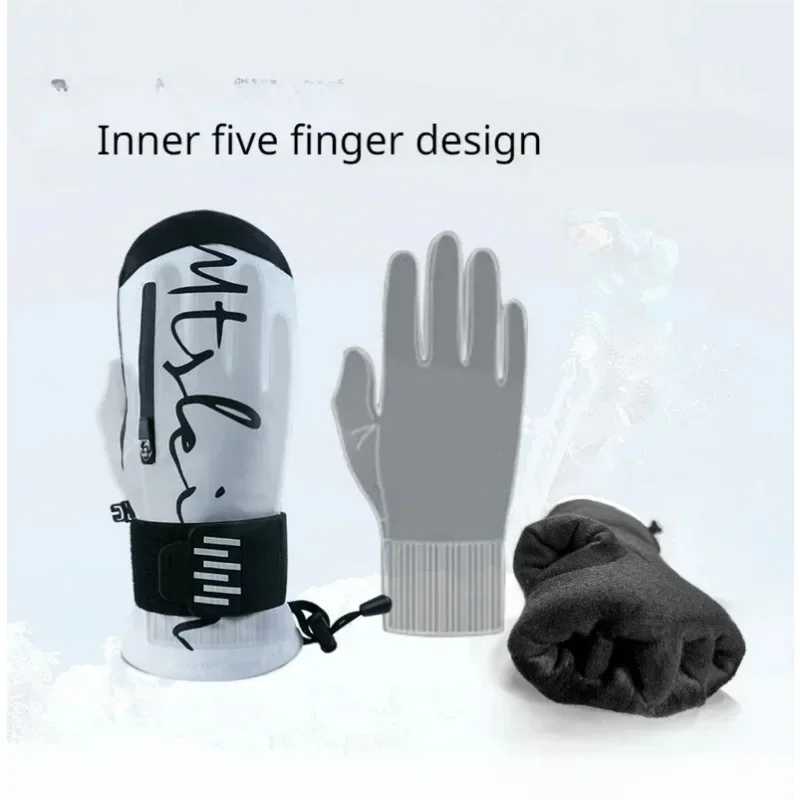 New Men Women Ski Snowboarding Gloves Inside Wrist Guards Waterproof Warm Skiing Winter Gloves 5
