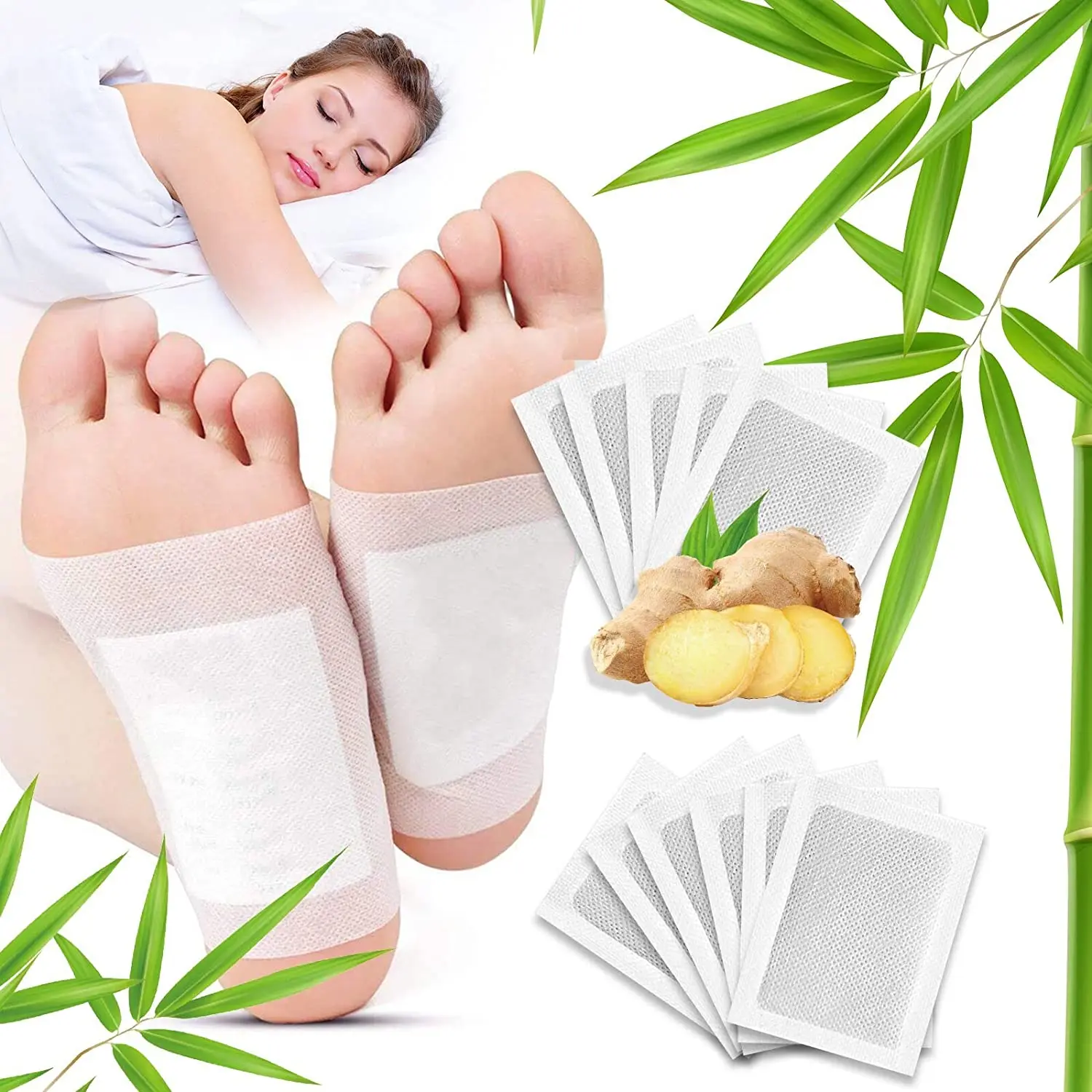 100PCS Natural Herbs Relieve Stress Improve Sleep Detox Foot Pads Clean Foot Body Toxins Cleaning Pads Foot Care Products 1