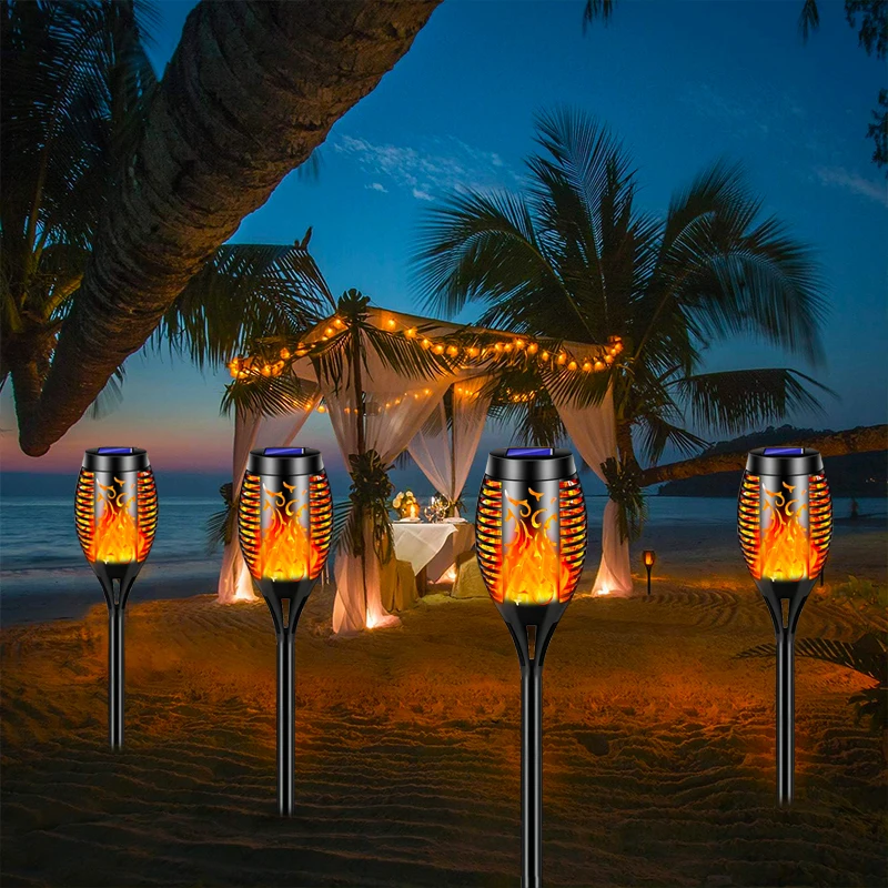 Solar Torch Light LED Flickering Flame Decor Outdoor Lighting Waterproof Garden Pathway Lamp For Outside Patio Path Yard Lawn