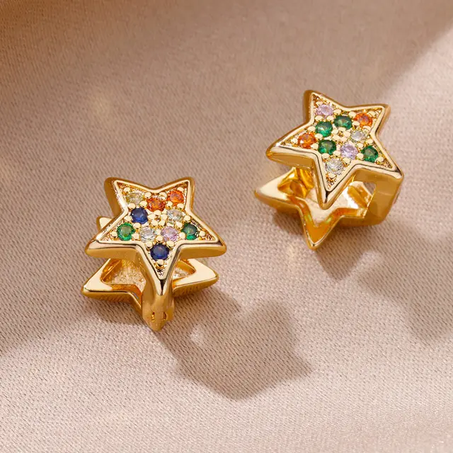 Zircon Star Pendientes Earrings for Women Girl Stainless Steel Gold Color Earring Y2k Wedding Aesthetic Jewelry aretes mujer 4