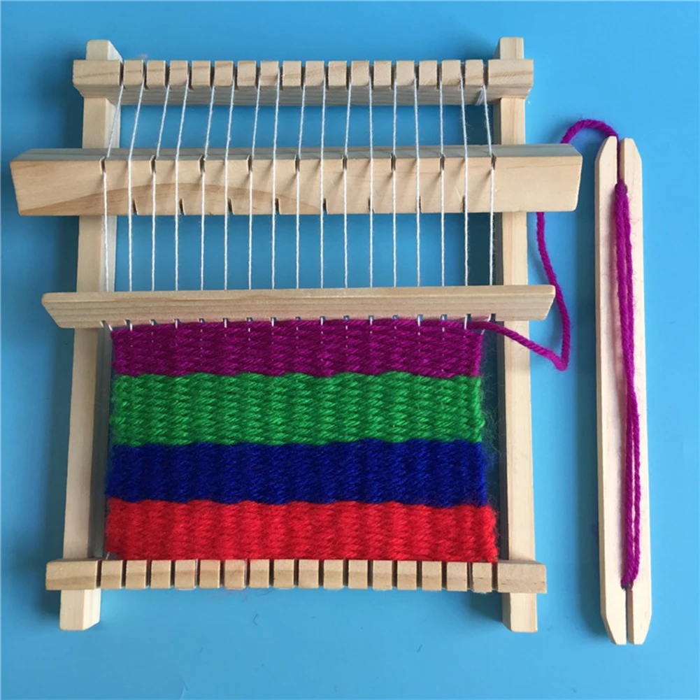 Wooden Multi-Craft Loom 21.5x16.5x3cm DIY Stitching Machine Adjustable Woven Tool Handmade for Beginners Kids Intellectual Toy