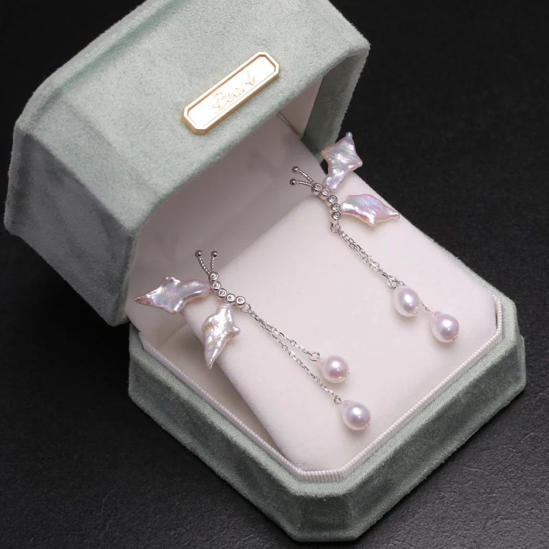 Orecchini di Perle in Argento 925 Placcato Oro per Donne: 6mm Borchie di Perle Bianche d'acqua Dolce - Orecchini di Perle Coltivate