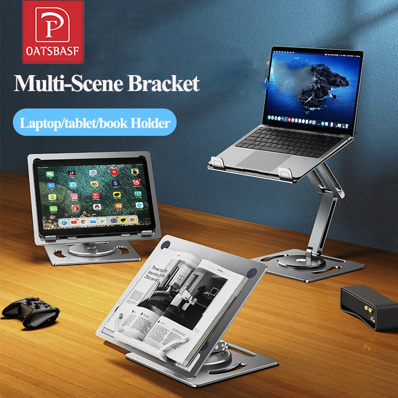 Aluminium Laptop Stand 360 Rotable Height Angle Adjustment Tablet Desktop Holder Multifunctional Reading Book Bracket