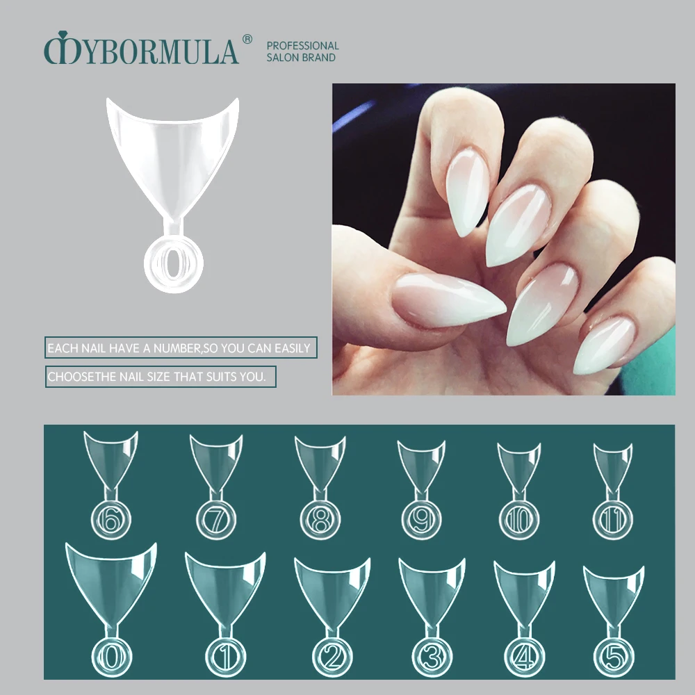 

600pcs French Stiletto Nail Tips Short Half Cover Artificial Fake Nail Tips Set Clear Natural Acrylic Nail Extension Tool