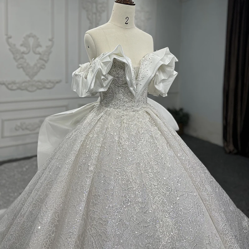 Stylish Wedding Dresses For Women Organza Ball Gown V-Neck Wedding Dress 2022 Sequined Beading DY9847 Vestido De Novias 2022 3