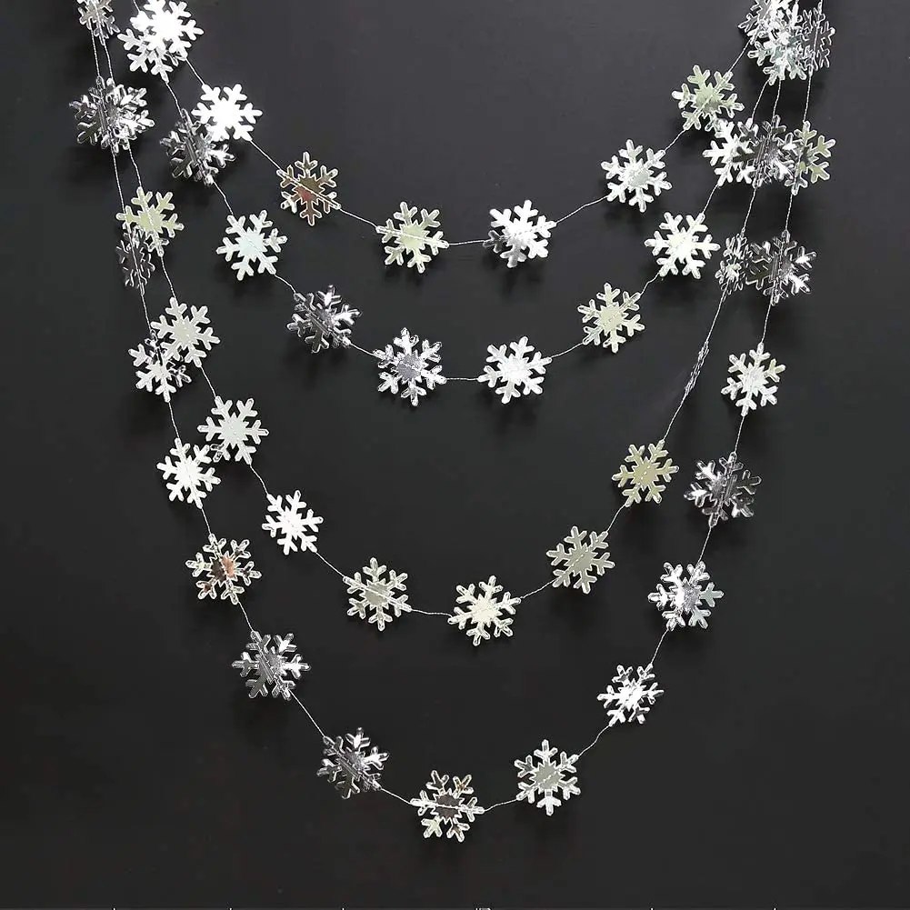 Snowflake Garlands for Christmas Tree Hanging Decor Winter Wonderland Party Fake Snow Decoration Paper Streamers 4M christmas ornaments winter snow decoration