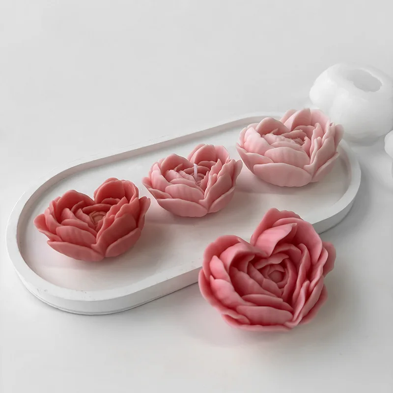 Love Flower Mold Rose Aromatherapy DIY Flower Mold Handmade Soap Drop Glue Gypsum Candle Silicone Mould Candle Making Kit