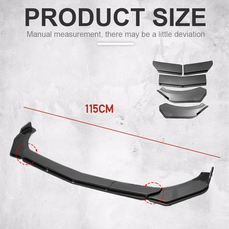 Car Front Shovel Lip 4/5PCS Carbon Fiber Bumper Protective Wind Decoration Accessories ABS For Toyota For Honda bumper lip bumper lip decoration front bumper decoration
