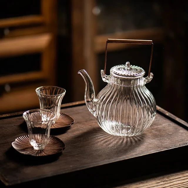 Théière chinoise en verre borosilicaté à haute teneur en théière 