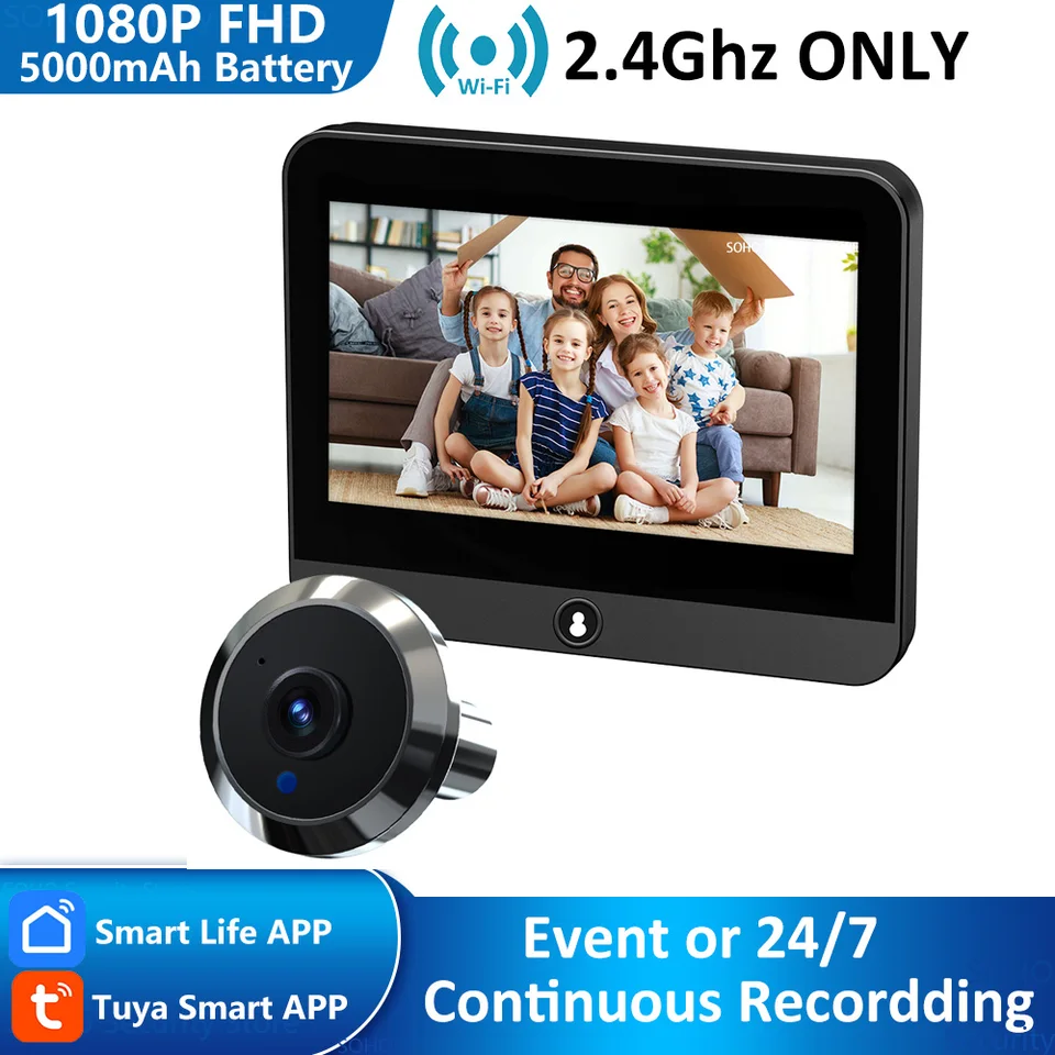 Mirilla Digital 1080P Tuya Smart Life Home Digital Viewer
