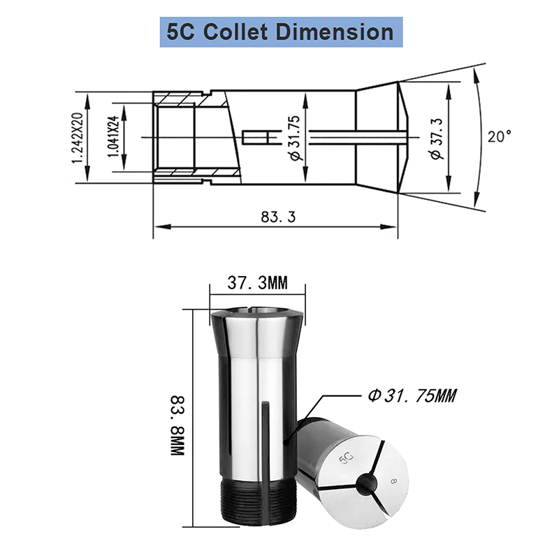 Dropshipping Gewindespindelspannzange 5C Spannzangenfutter U3 Spannzangenfeder Spannzangenbereich von 3mm bis 26mm Werkzeuge CNC-Zubehör – Detail 1