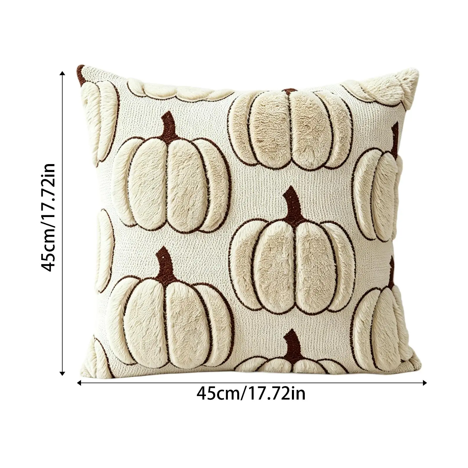 Halloween Plush Throw Pillow Cover, 45x45cm Decorative Cushion