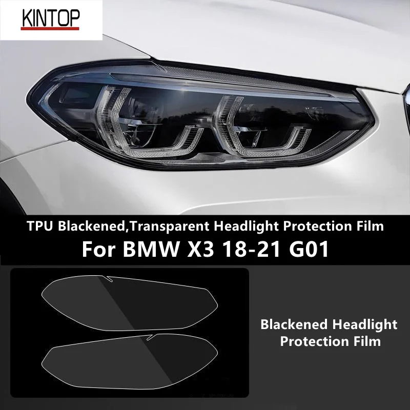

For BMW X3 18-21 G01 TPU Blackened,Transparent Headlight Protective Film, Headlight Protection, Film Modification