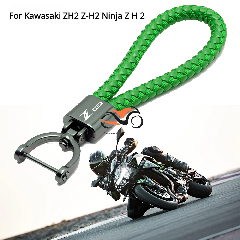 

2023 New Motorcycle High Quality Accessories Braided Rope Keyring Metal Keychain For Kawasaki ZH2 Z-H2 Ninja Z H 2