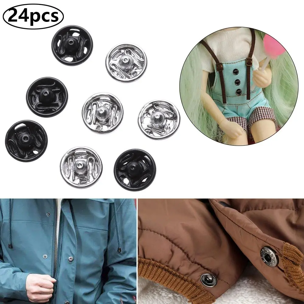 24pcs Accessories Dollhoues Miniature Invisible Snap Metal Buckles DIY  Clothes Mini Buttons Clothing Sewing Buckle