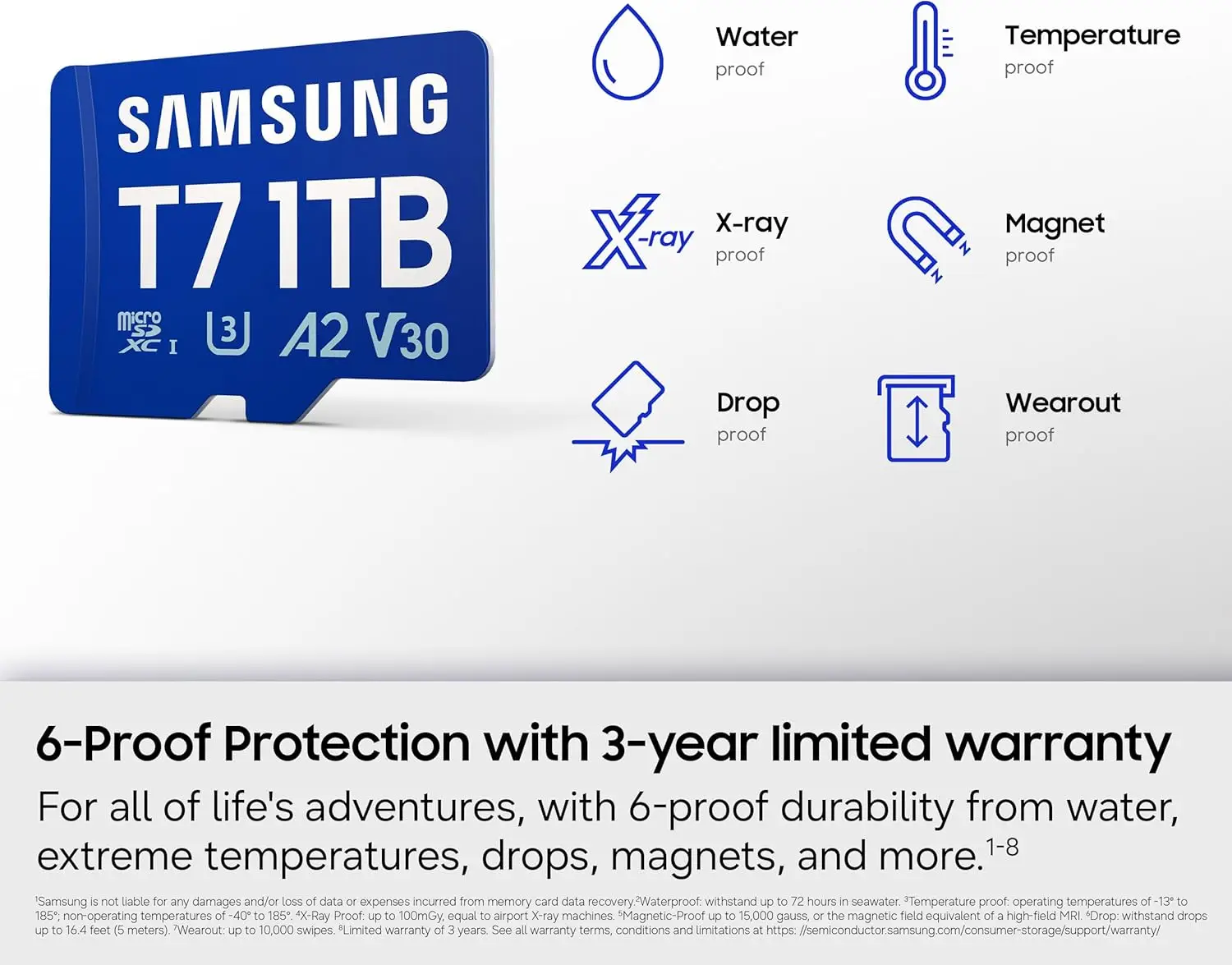 삼성 T7 1TB 512GB 256GB 128GB 마이크로SD 카드 최대 170MB/s 속도의 TF 카드, 캐주얼 게이머, 아마추어 크리에이터, 그리고 일상 사용자를 위한 제품