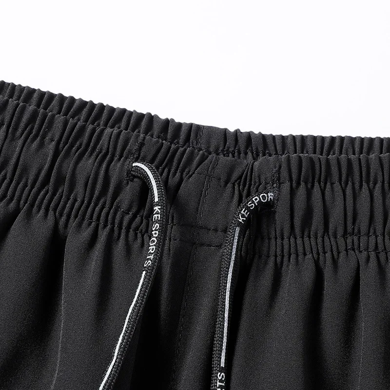 Spring and Autumn Men\'s Elastic Belt High Waist Solid Color Drawstring Panel Contrast Pocket Harun Nine Point Trousers Pants
