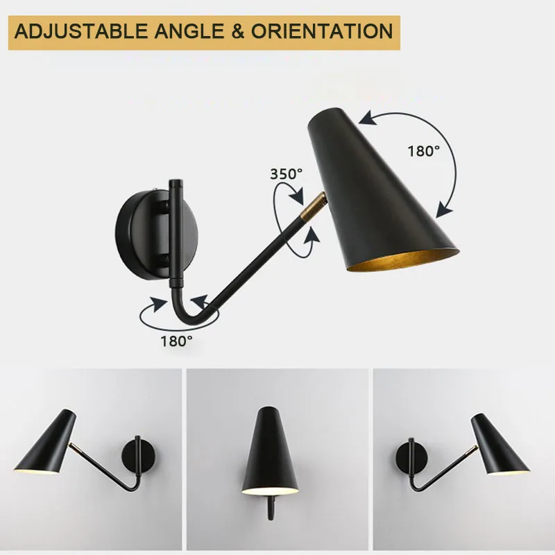 Swing Arm Wall Lamp Bedroom Bedside Modern Minimalist Nordic Room Lighting Retractable Folding Reading Light