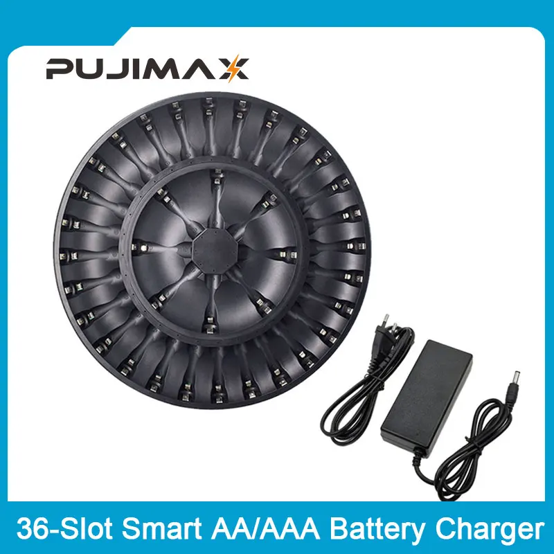 

PUJIMAX 36 Slots Fast Smart Battery Charger LCD Intelligent charger for 1.2V AA AAA NiMH NiCD Rechargeable Battery Charger