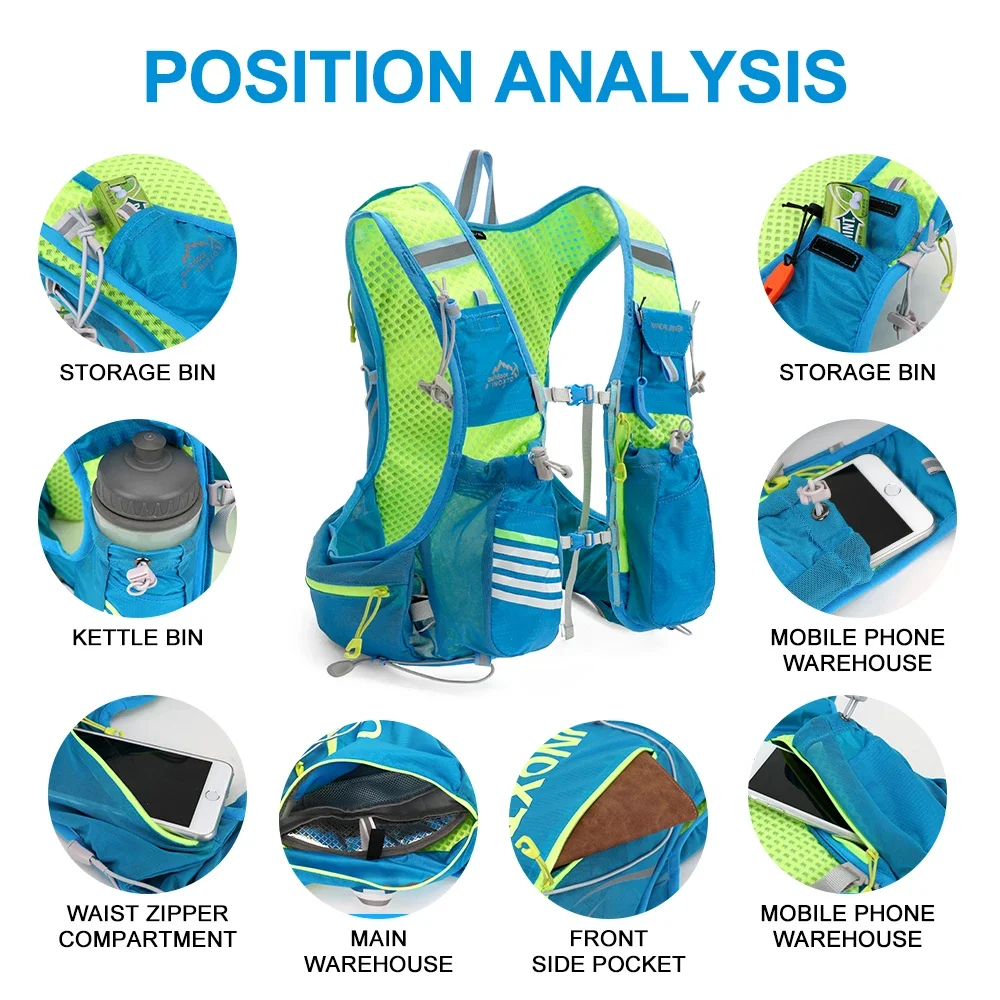 Running Hydrating Vest Backpack 8L Cycling Hydration Vest Running Backpack Hiking Marathon Hydrating Bicycle Sports Vest 4