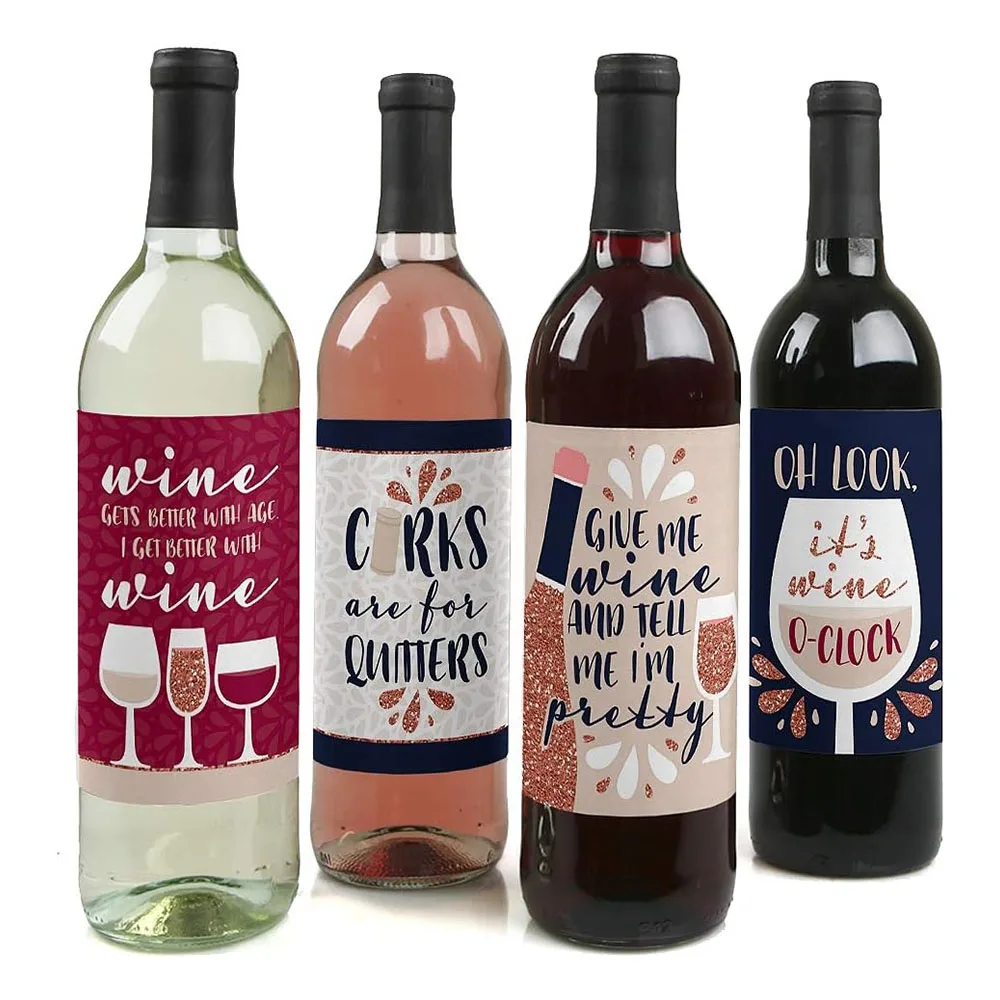 

Wine - Men's and women's Wine tasting party decorations - bottle label stickers