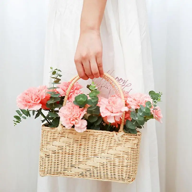 

Handmade Flower Basket Wood Weave Basket Wedding Organization Basket Flower Basket Home Wedding Decoration Supplier