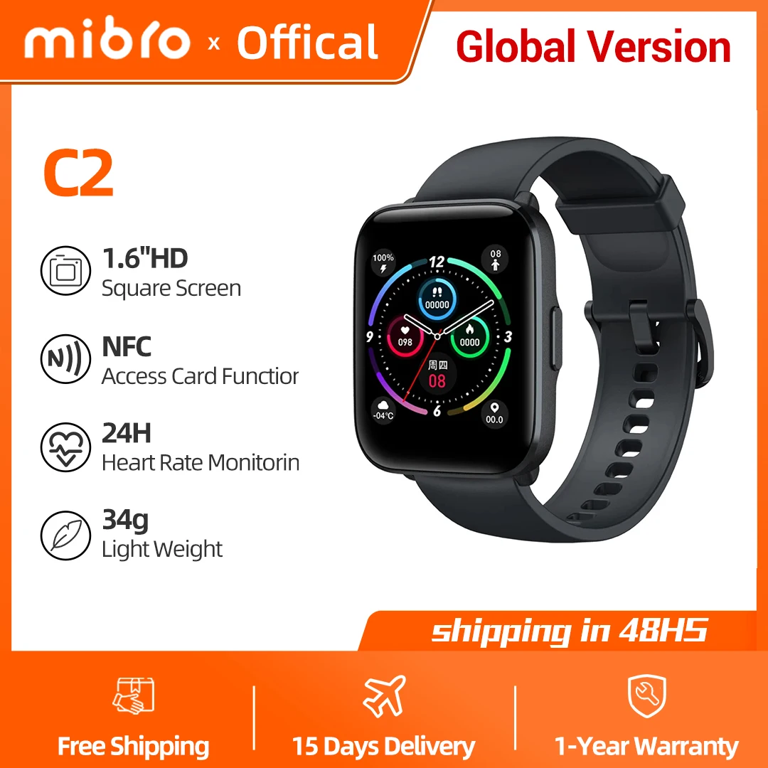 Mibro C2 Smartwatch wersja globalna 1.69 calowy ekran HD sportowy pulsometr wodoodporny mężczyźni kobiety inteligentny zegarek - AliExpress 44