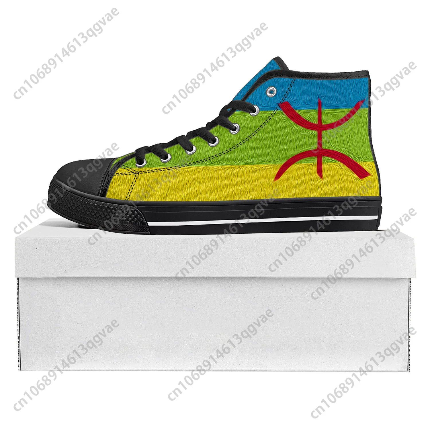 Berber Flag Pop High Top High Quality Sneakers Mens Womens Teenager Canvas Sneaker Berber Casual Couple Shoes Custom Shoe Black