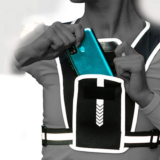 Reflective Vest Outdoor Reflective Running Vest Sports Mobile Phone Chest Bag Mountaineering Soft Bag Personal Fitness Water Bottle Backpack