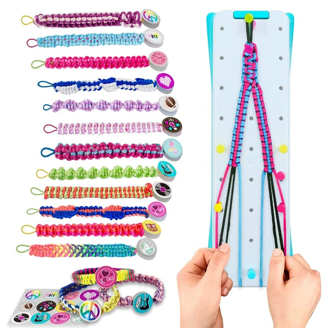 Funny] Make your own design Bracelet braiding kit DIY twist 12 bracelets  toys Rainbow rope weaving machine learn toy girl gift - AliExpress