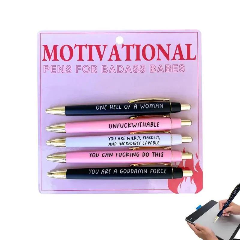 Ballpoint Pens With Sayings Writing Pens 5pcs Retractable Fine Point Pens Soft Touch Encouraging Pen Smooth Ballpoint Pens цена и фото