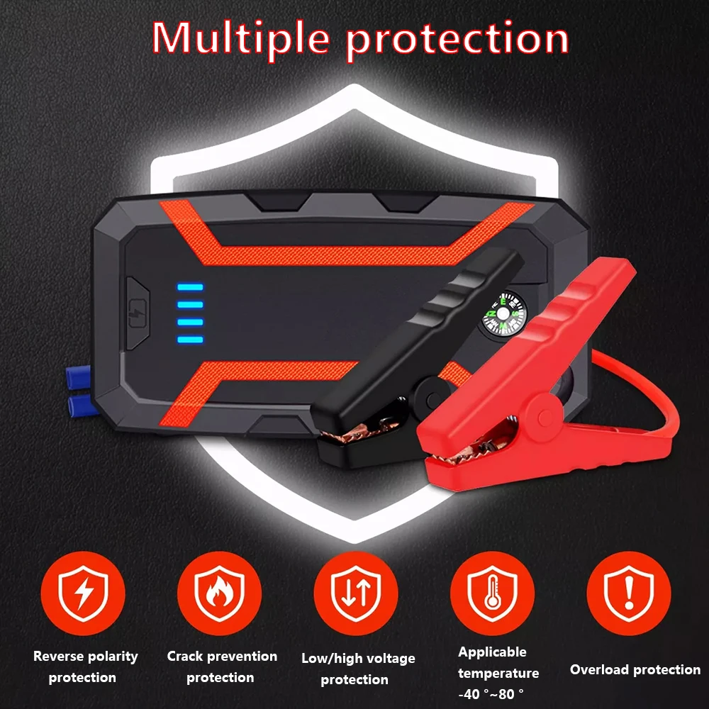 Car Jump Starter 20000mAh 12V Wireless Charging Portable Auto Booster Charger Car Emergency Booster Power Bank Starting Device