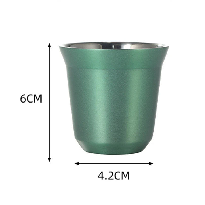 80ml Stainless Steel Mini Coffee Cup Summer New Simple Flat Bottom Cup Wall Heat-insulating Coffee Cup Portable Small Drink Cups