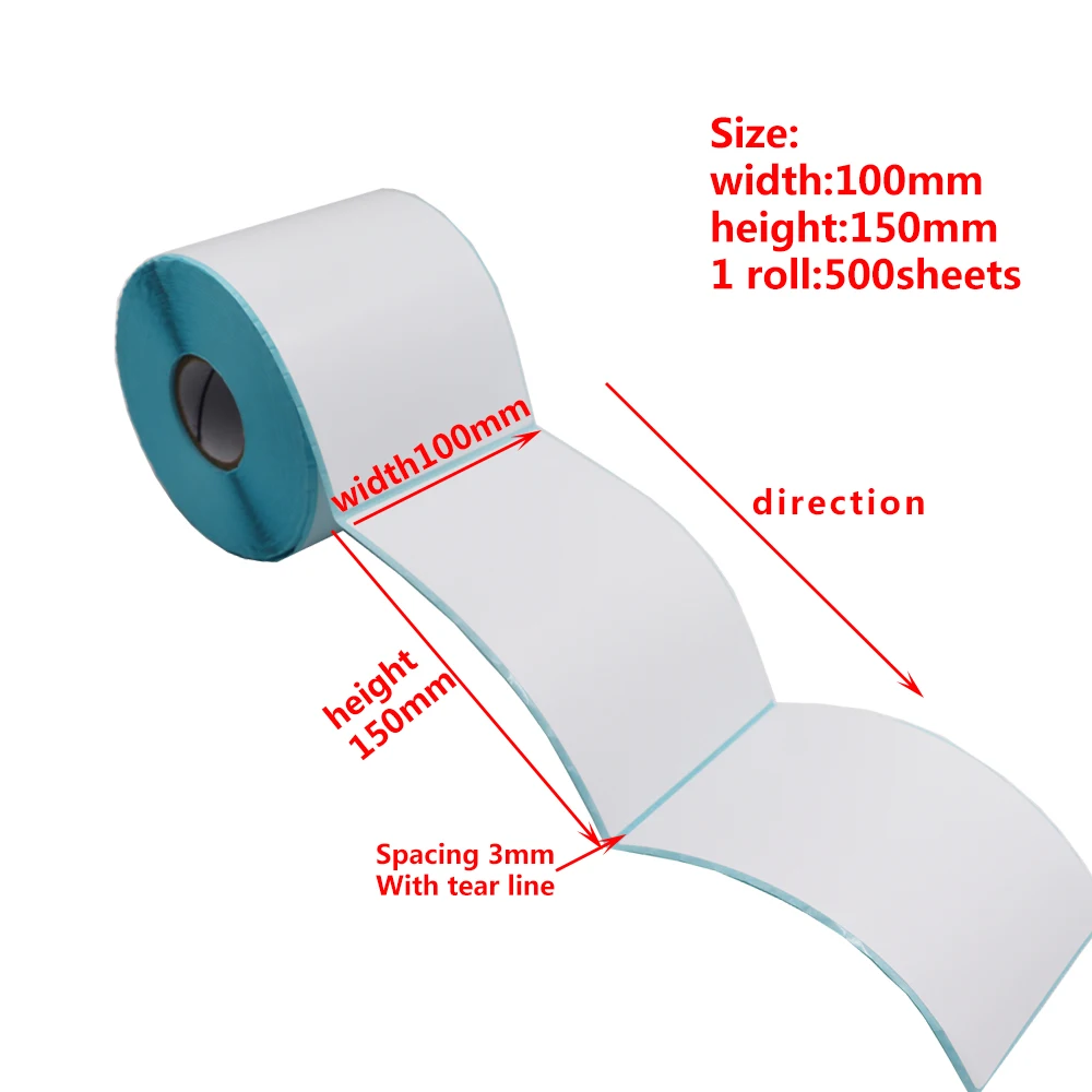 Wide Thermal Label Paper Roll - White Self-Adhesive Stickers