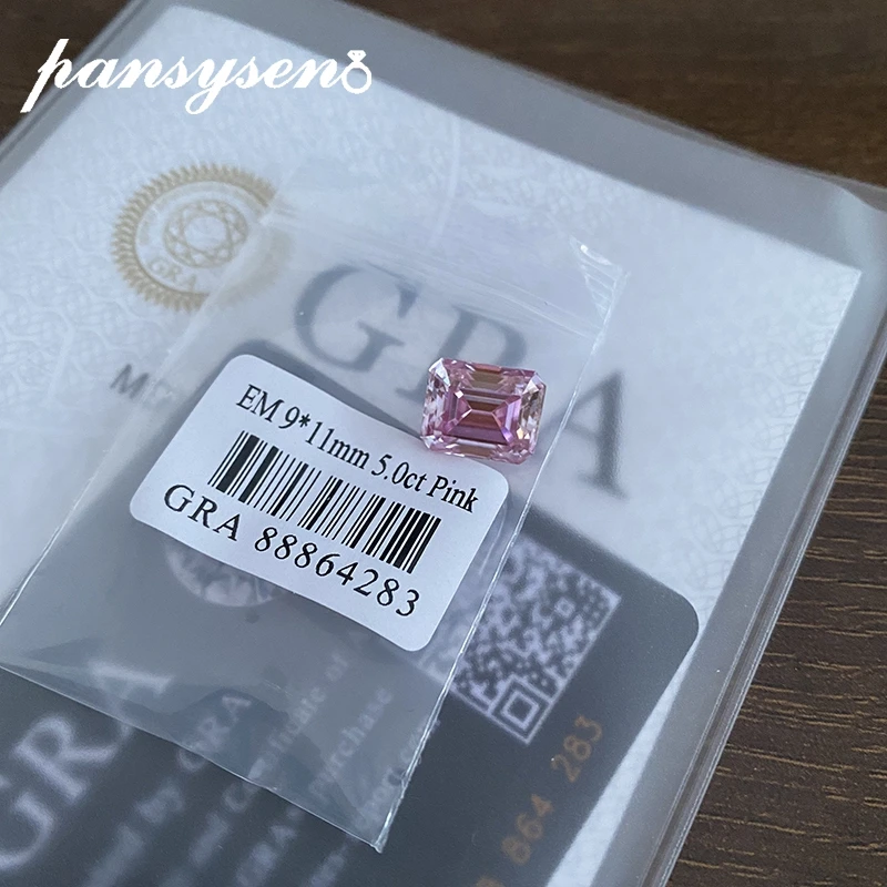 PANSYSEN Luxury 5CT 9x11MM Emerald Cut Pink Moissanite Loose Gemstones Excellent Cut Fine Jewelry Accessories