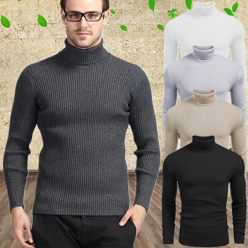 

2023 Winter men's turtleneck sweater fashion casual internal lining turtleneck sweater men's sweater