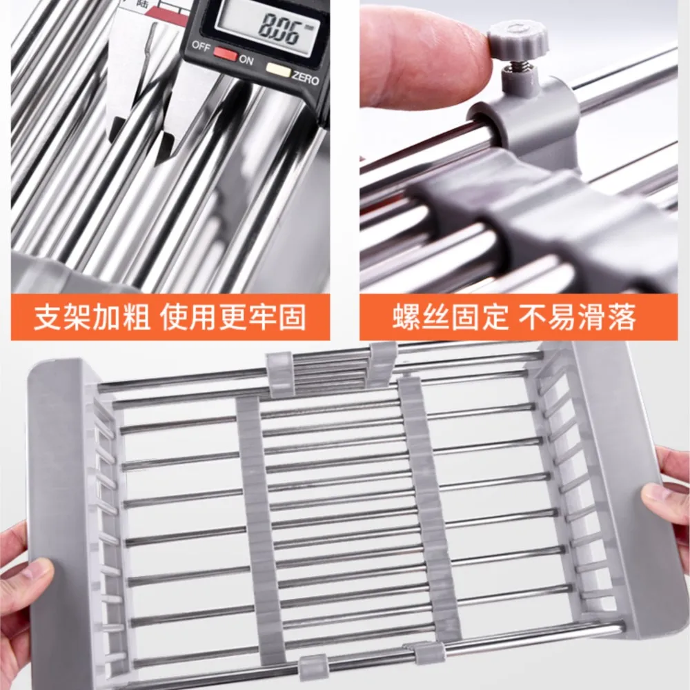Black Kitchen Sink Drain Basket Draining Shelf Stainless Steel Sink Tableware Filter Dry Water Basket Retractable
