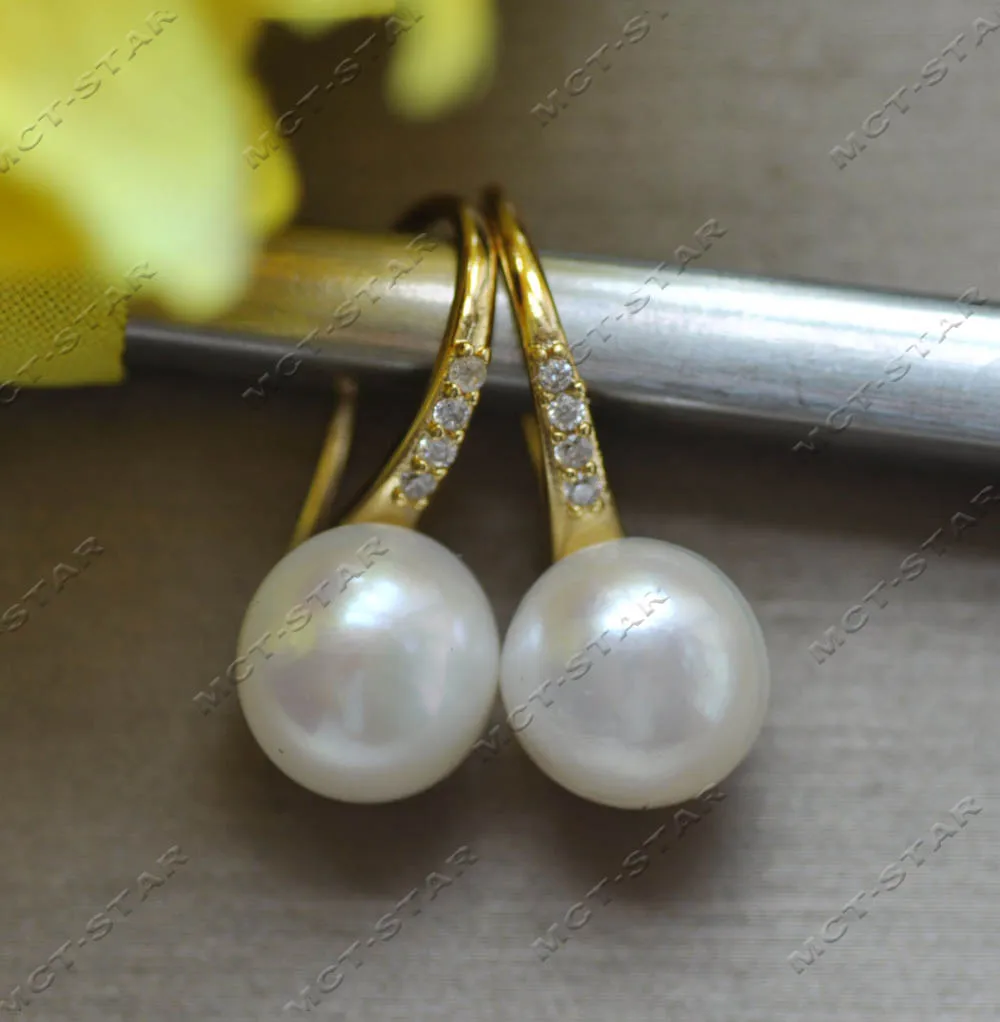 

MTC · STAR Z12853 10 мм белые круглые серьги с пресноводным жемчугом CZ